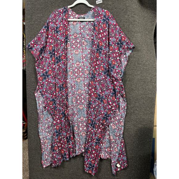 Torrid Gauze Duster Kimono Womens Size M/L Boho Bohemian Hippie Long Colorful - Picture 1 of 7